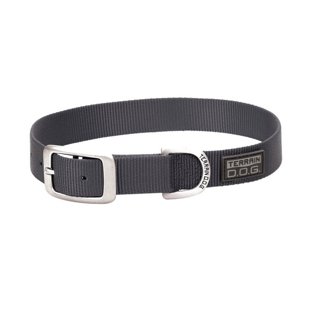 Terrain D.O.G. Nylon Single-Ply Dog Collar Medium 3/4" X 15" Dark Grey